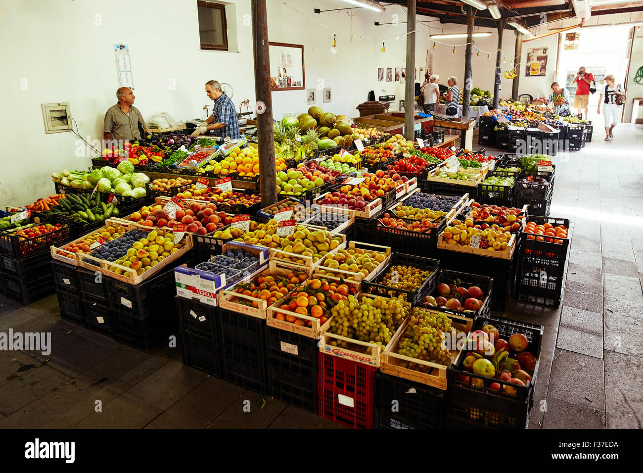 Indoor Market in Alghero, Sardinia Stock Photo