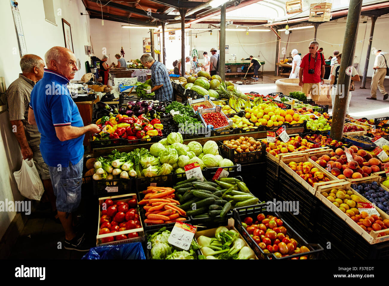 Indoor Market in Alghero, Sardinia Stock Photo