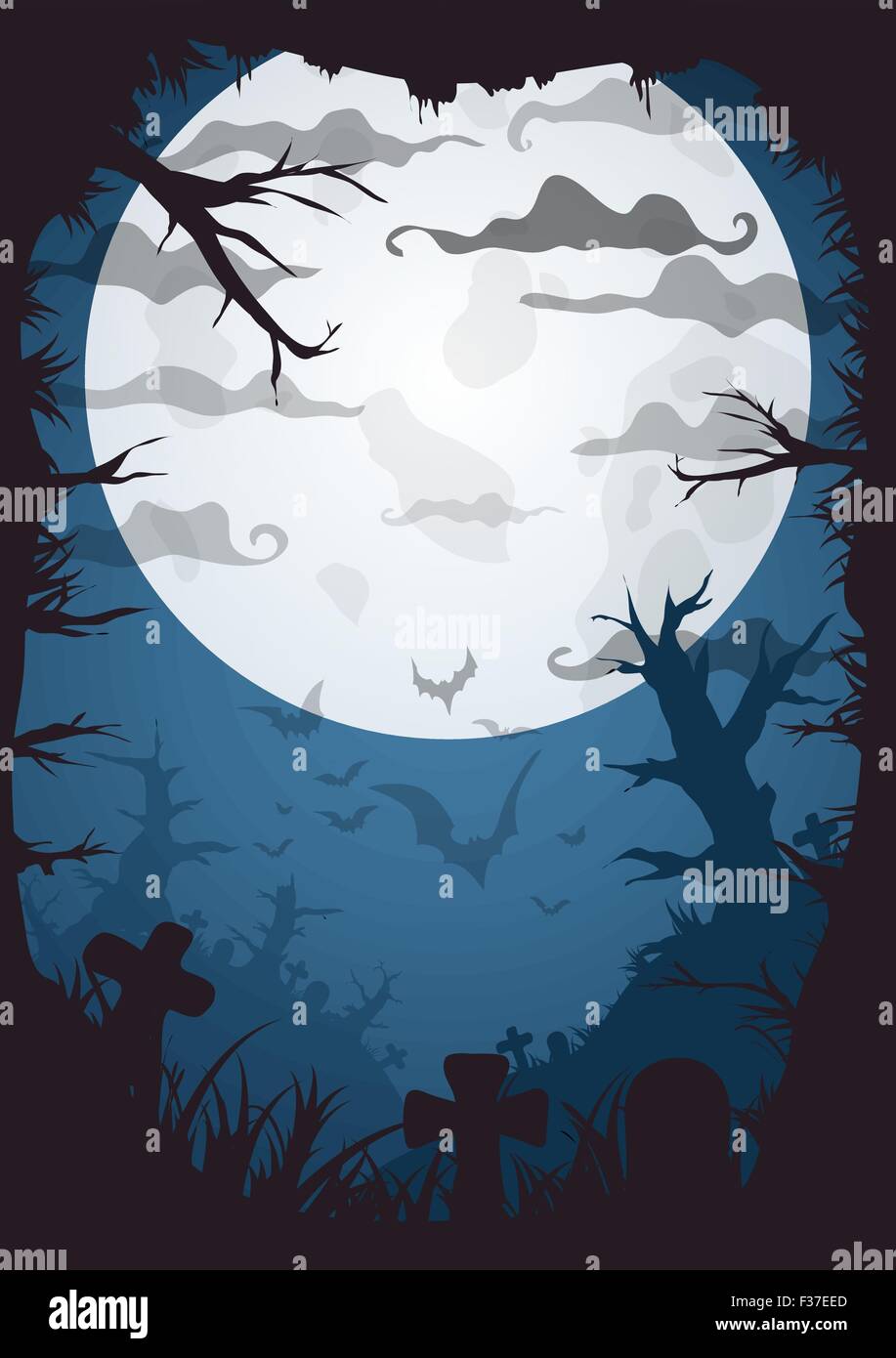 Halloween house night forest cat Stock Vector Images - Alamy