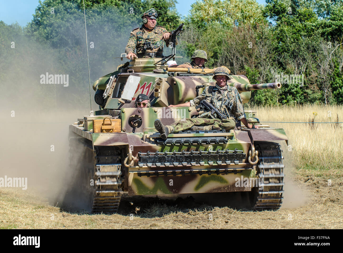 Panzer tank. Reproduction German tanks being put through their paces for the public at Damyns Hall, Essex, UK Stock Photo