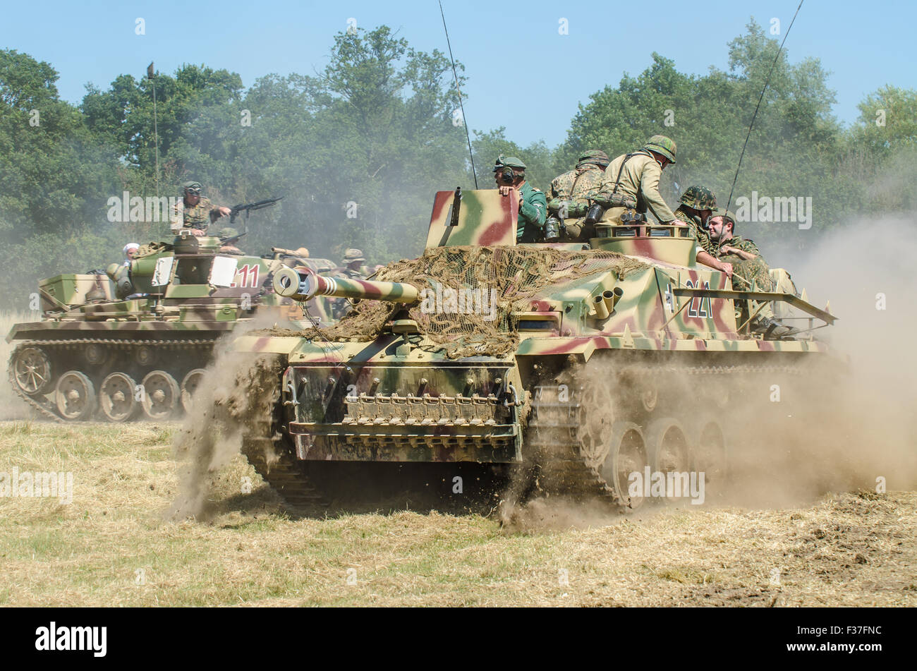 Panzer tank. Reproduction German tanks being put through their paces for the public at Damyns Hall, Essex, UK Stock Photo