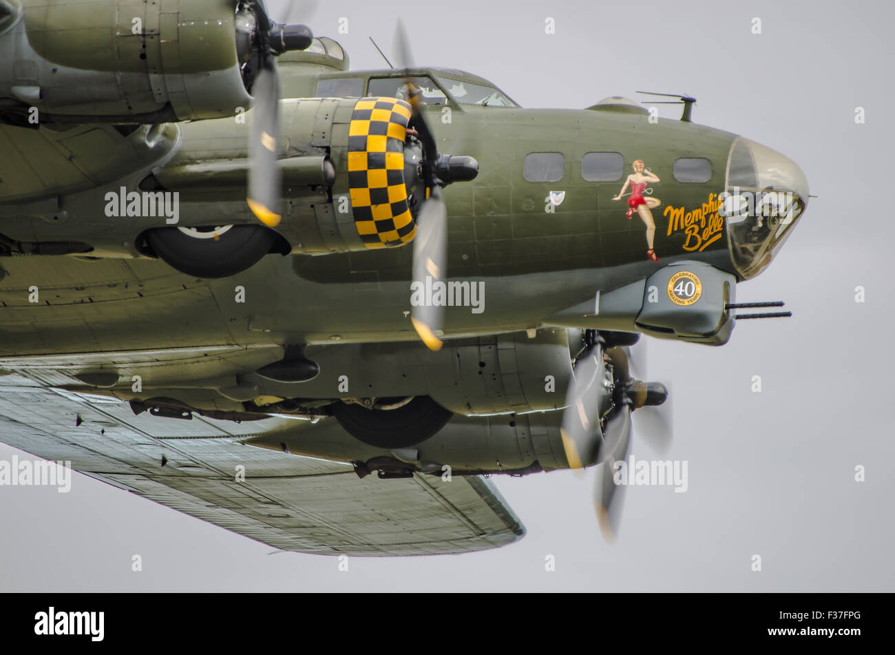 Boeing B-17 'Sally B' still carrying the nose art 'Memphis Belle' from the film of the same name Stock Photo