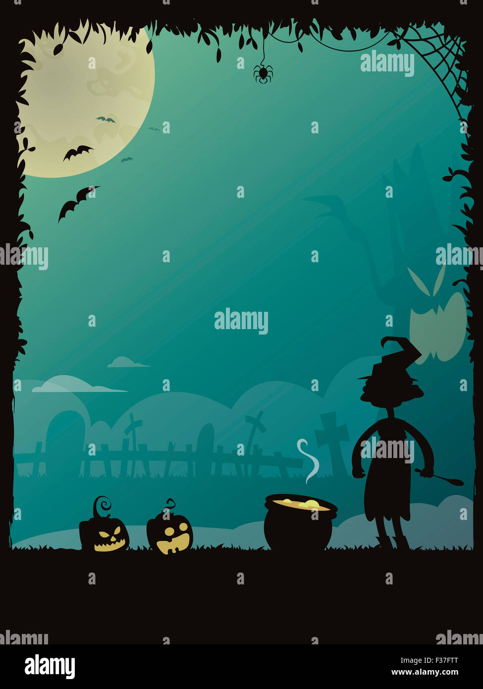 halloween poster 01 with copyspace to put your text in editable vector file Stock Photo