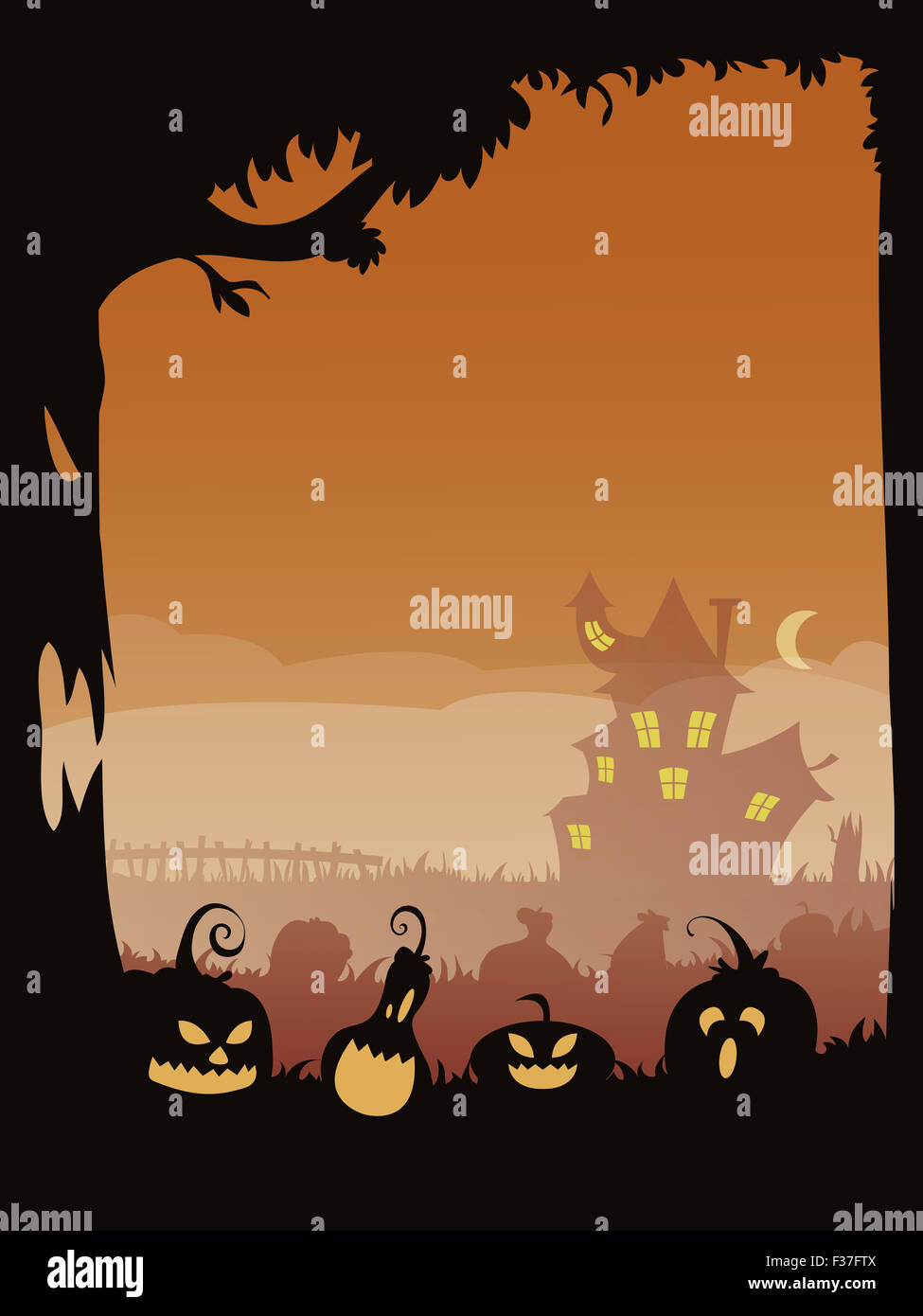 Halloween poster 03 with copyspace to put your text in editable vector file Stock Photo