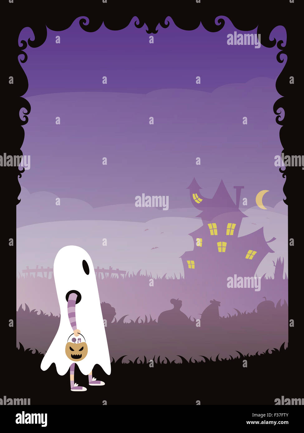Halloween poster 04 with copyspace to put your text in editable vector file Stock Photo