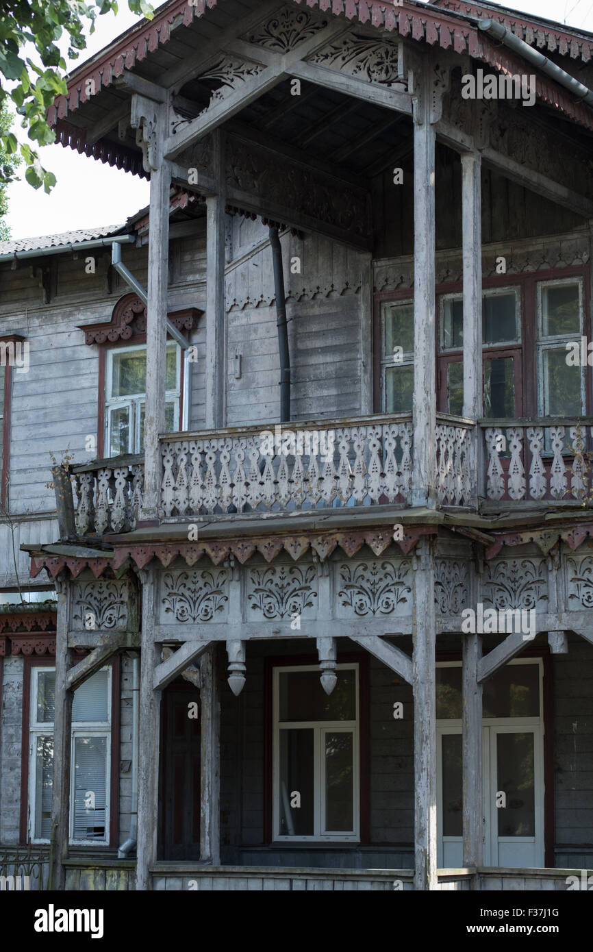 wood carved house Stock Photo