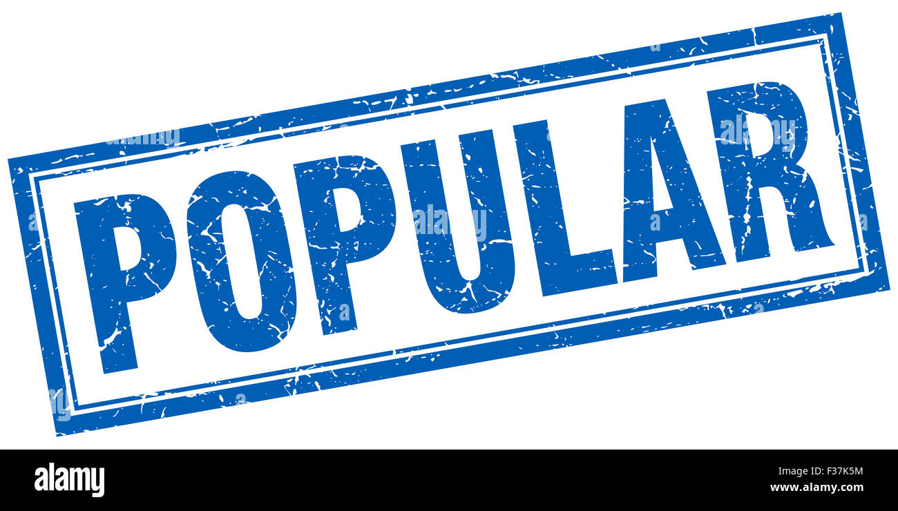 popular blue square grunge stamp on white Stock Photo - Alamy