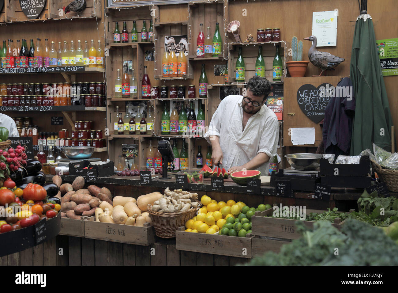 fruit and veg stall in borough market in southwark london Stock Photo