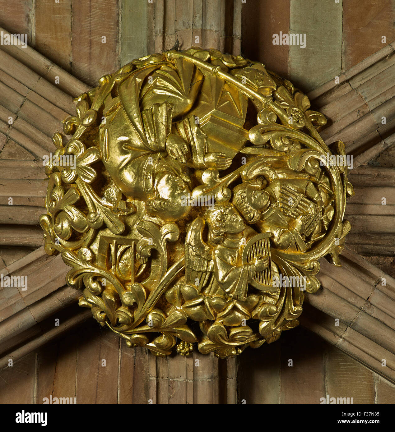 Lichfield Cathedral, St Chad's boss Stock Photo Alamy