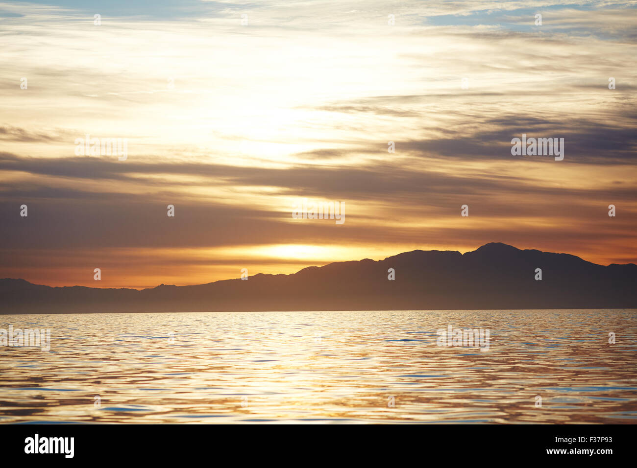 sunset over the sea in South Africa Stock Photo