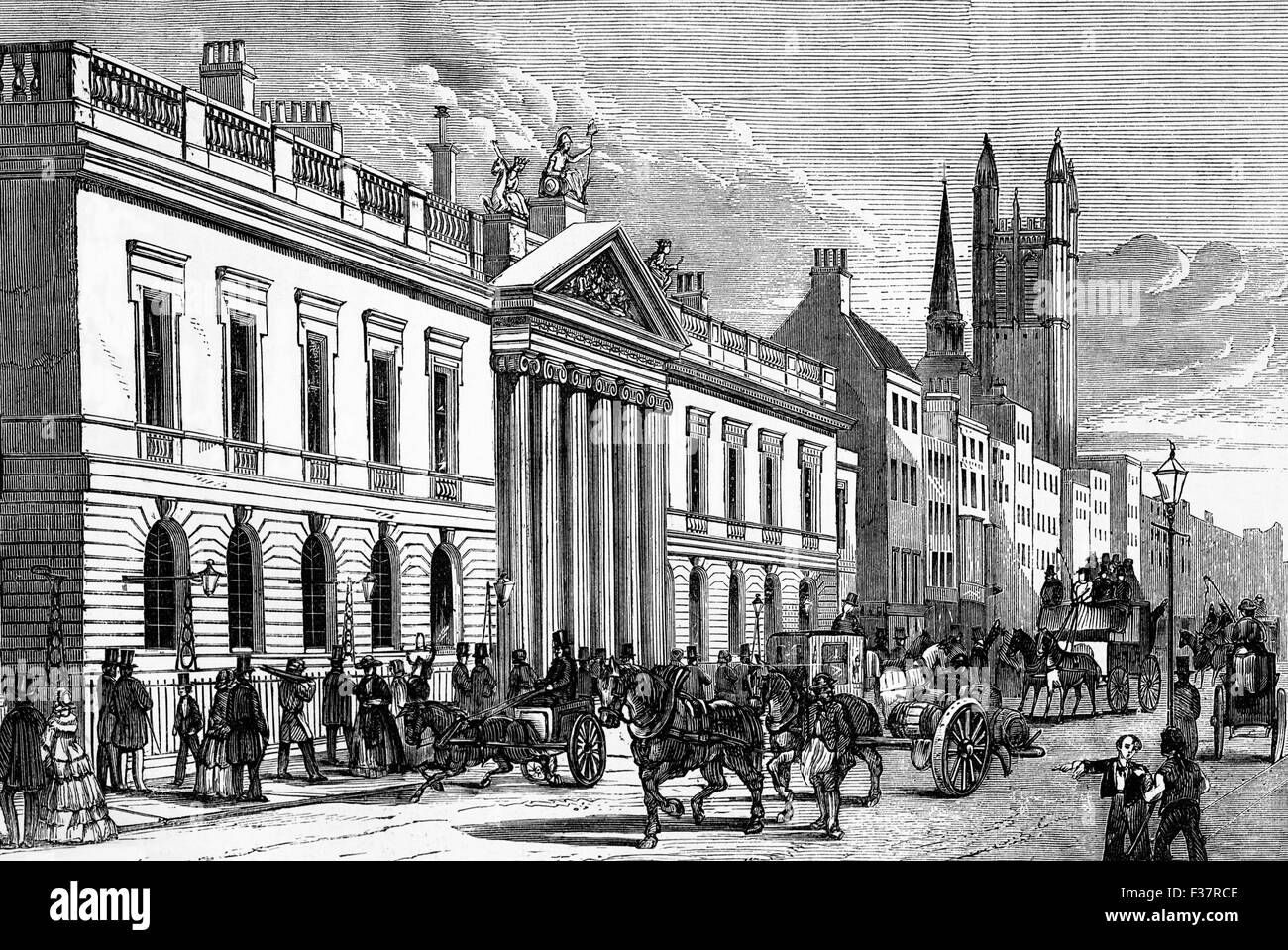 View of East India House in Leadenhall Street in the City of London, England was the headquarters of the British East India Company Stock Photo