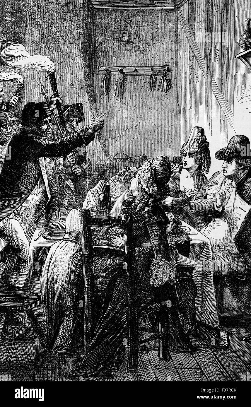 The arrest of King Louis XVI and his family on December 3 1791 in Varennes in the Meuse department in Lorraine in north-eastern France, after it was decided that they should be brought to trial for treason. Stock Photo