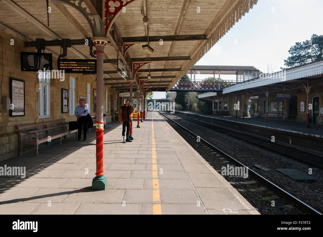 Passengers waiting on the platform at Kemble Railway Station
