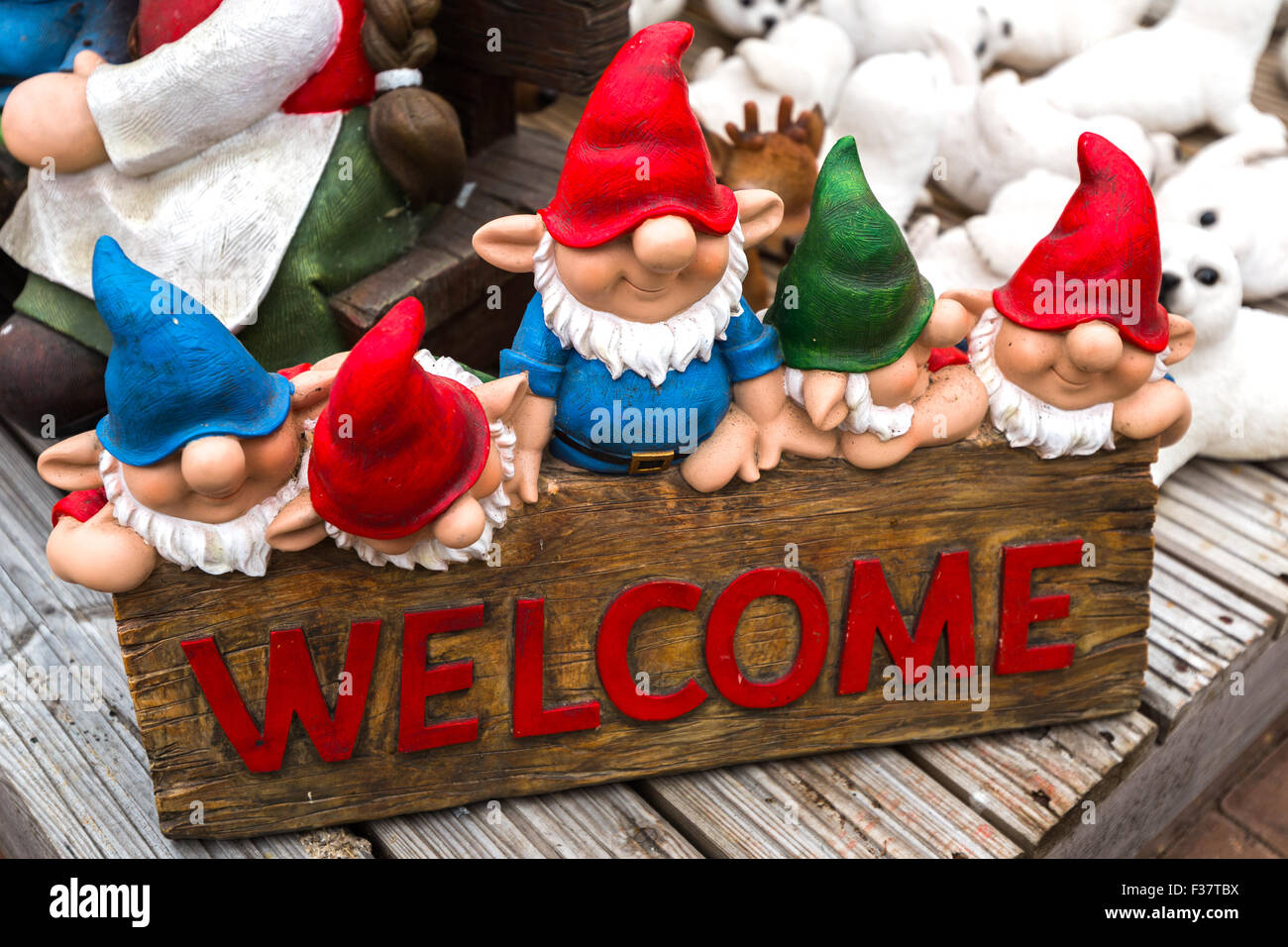 Garden gnomes. England UK   gardening instructional image Stock Photo