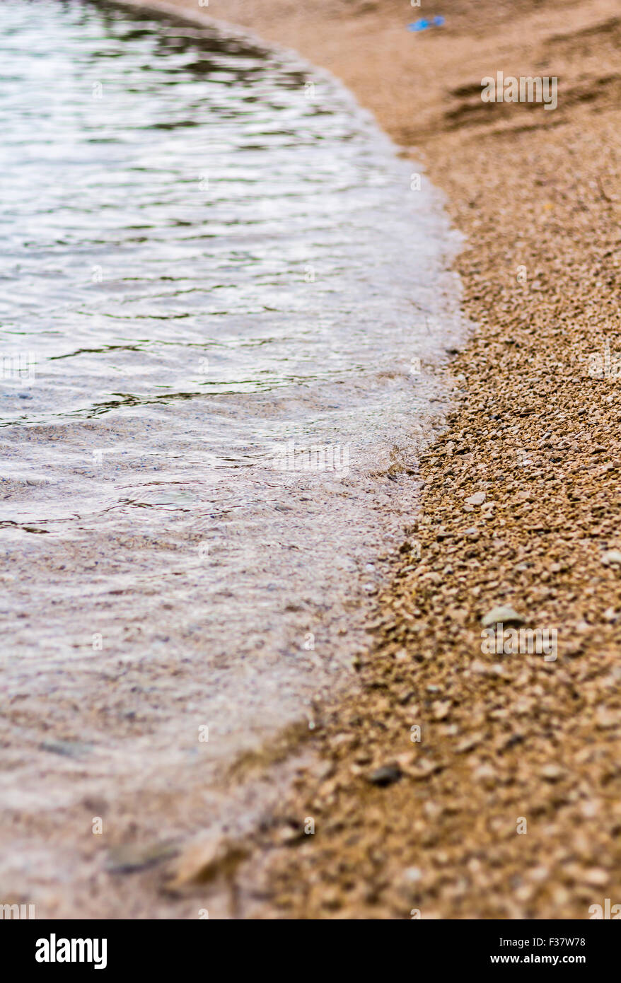 Adriatic sea surrounds Venetian old town, Rovinj, Istria peninsula, Croatia Stock Photo