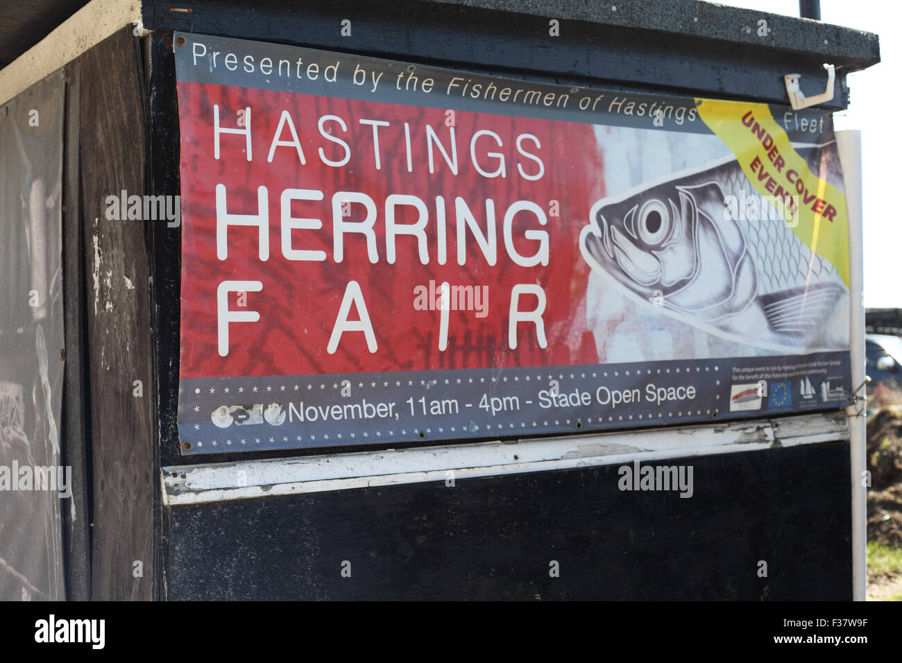 Poster for the annual November Herring Festival in Hastings, East Sussex, UK Stock Photo