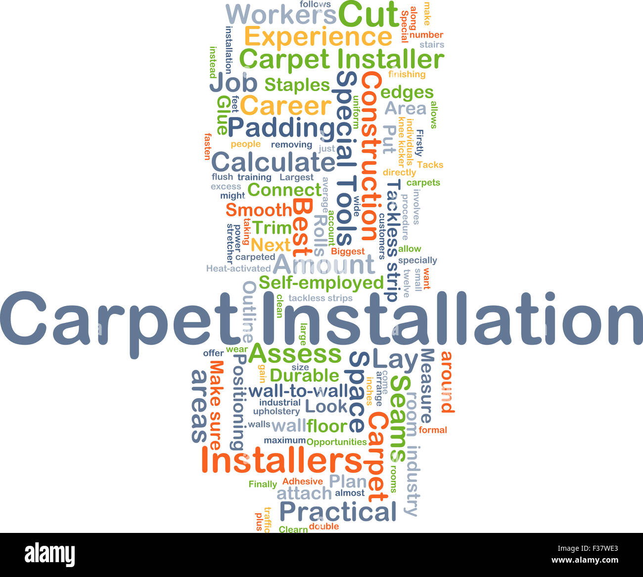 Background concept wordcloud illustration of carpet installation Stock Photo