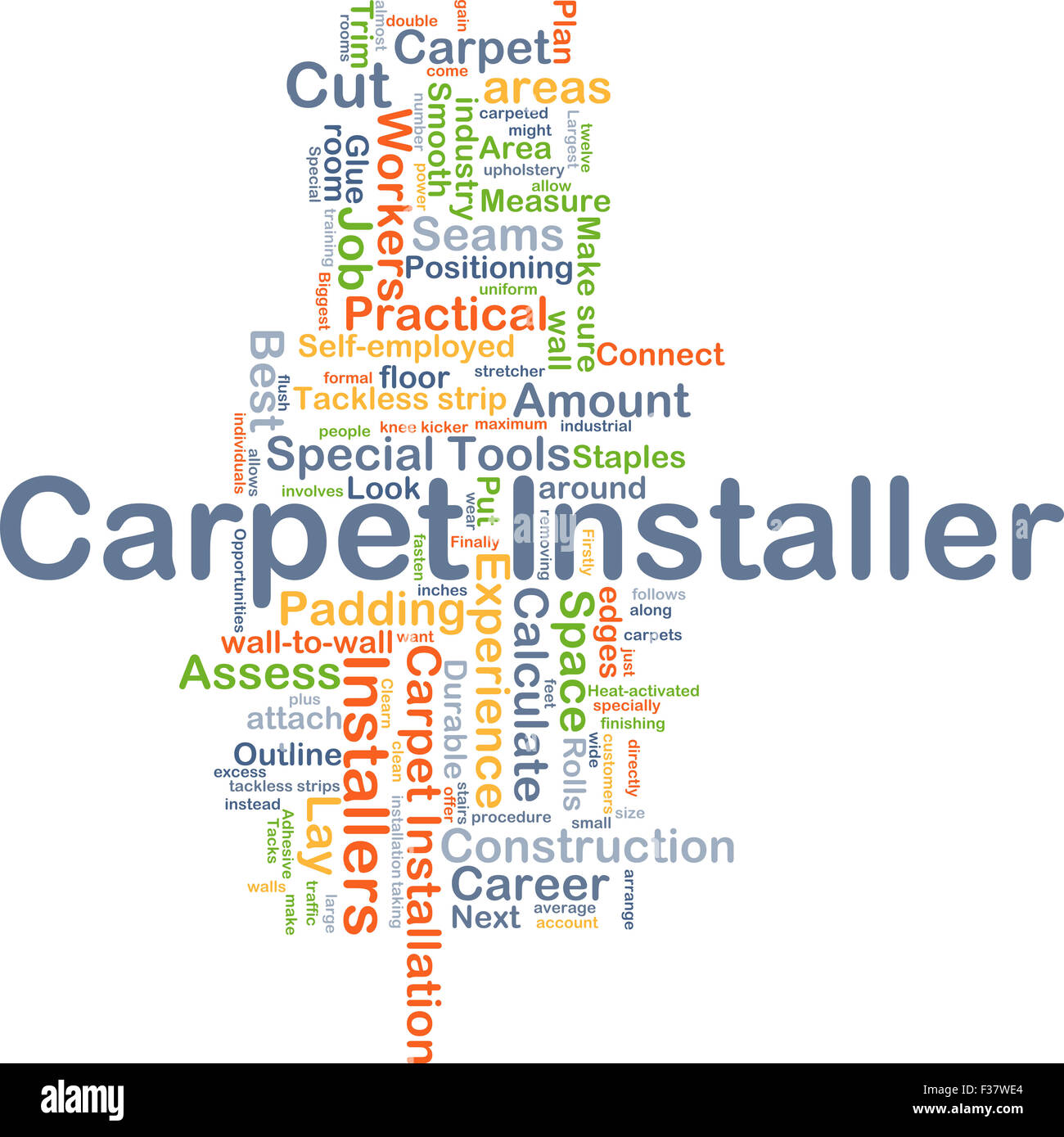 Background concept wordcloud illustration of carpet installer Stock Photo