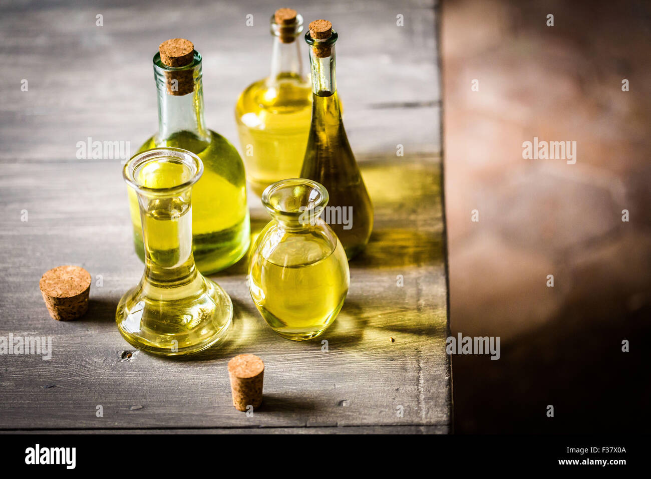 Assorted oil bottles Stock Photo Alamy