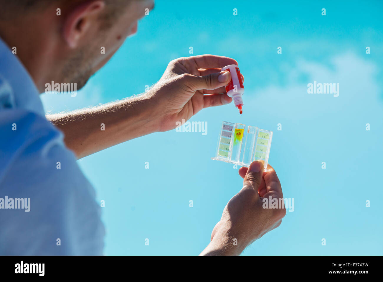 Water analysis of a swimming pool Stock Photo Alamy