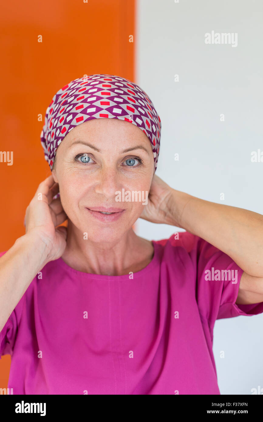 Woman undergoing chemotherapy. Stock Photo