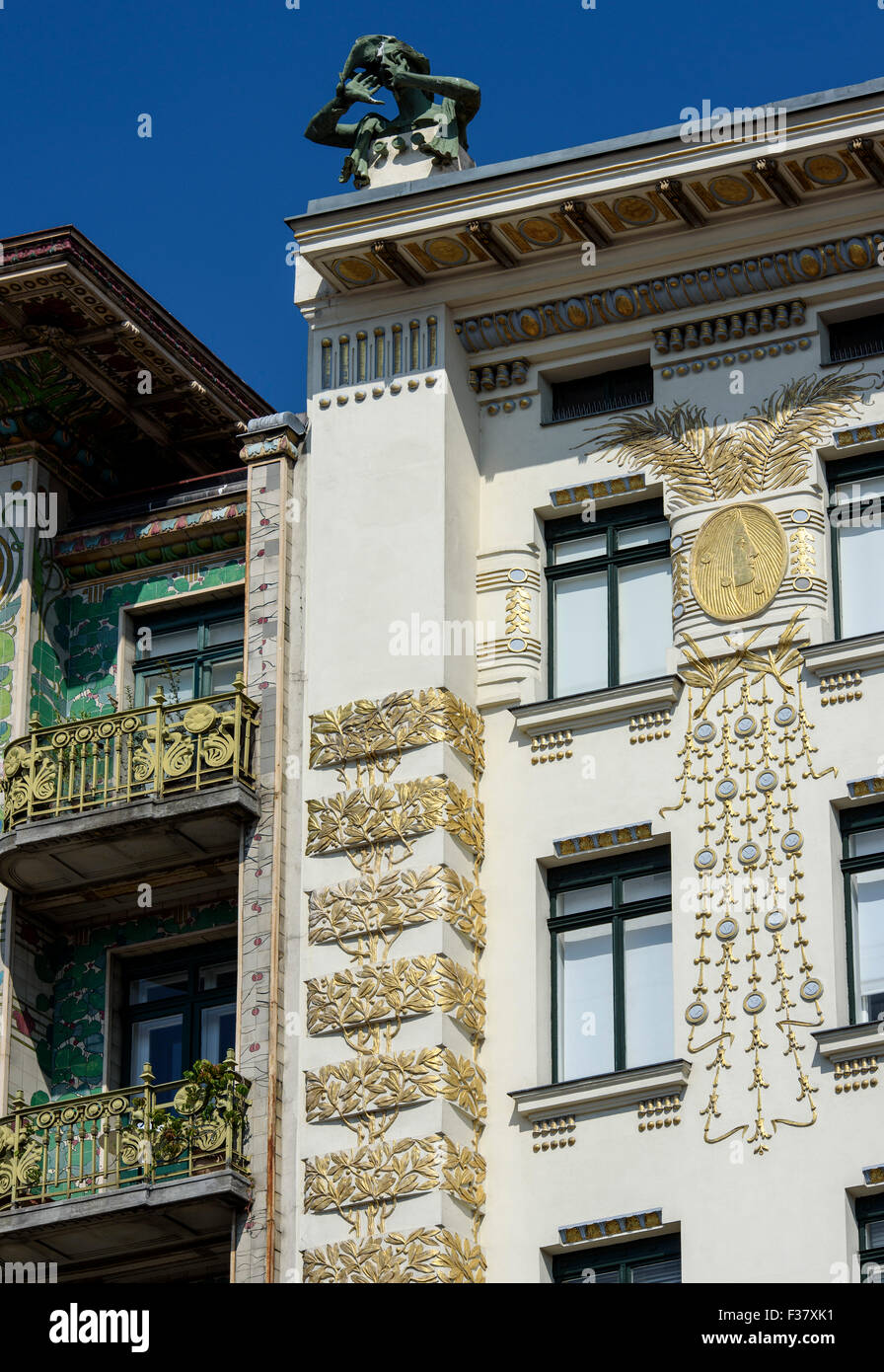 Art Nouveau Wienzeilen-houses, Linke Wienzeile 38, Vienna, Austria, world heritage Stock Photo