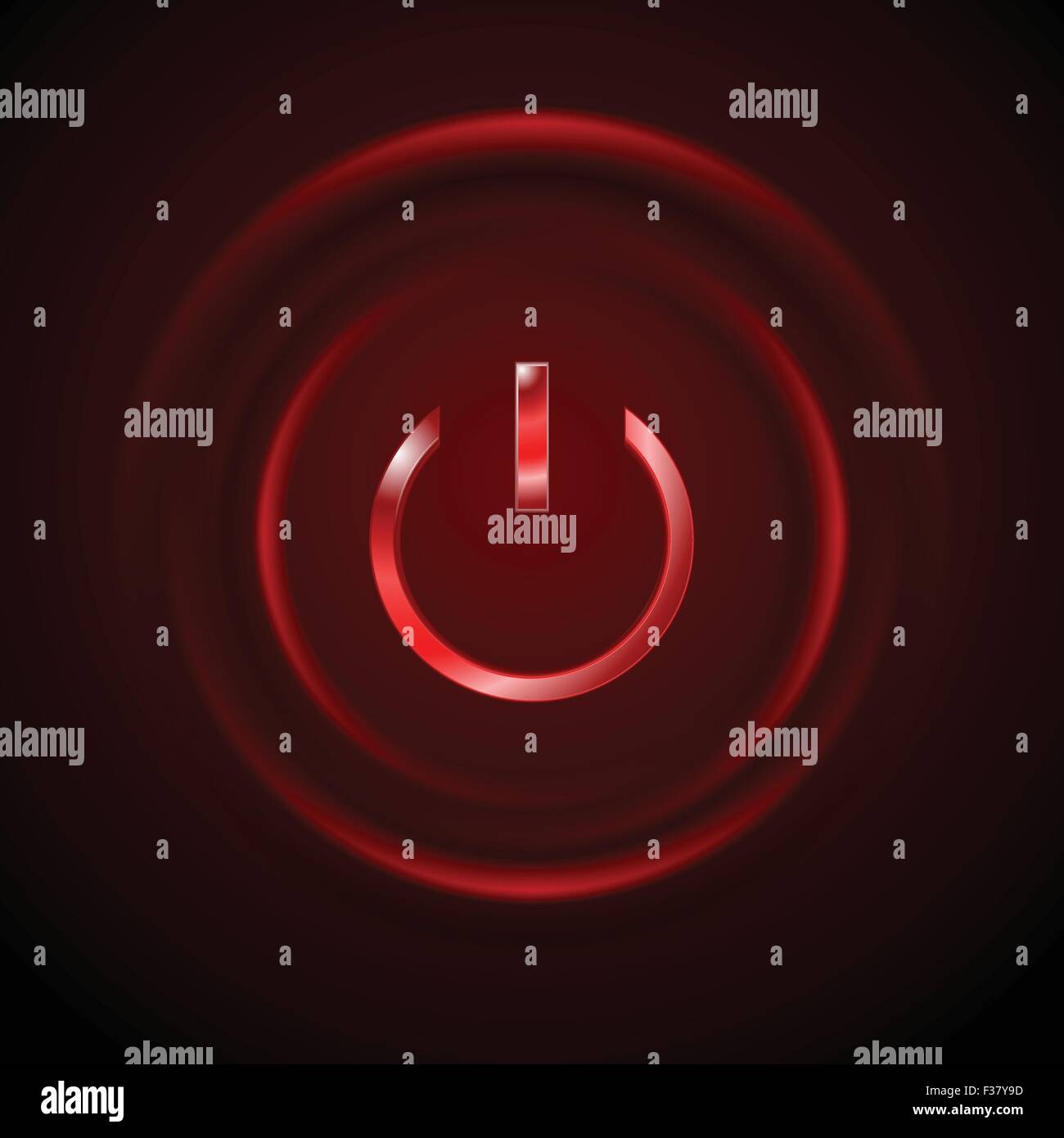 Dark red glowing power button web design. Vector illustration ...
