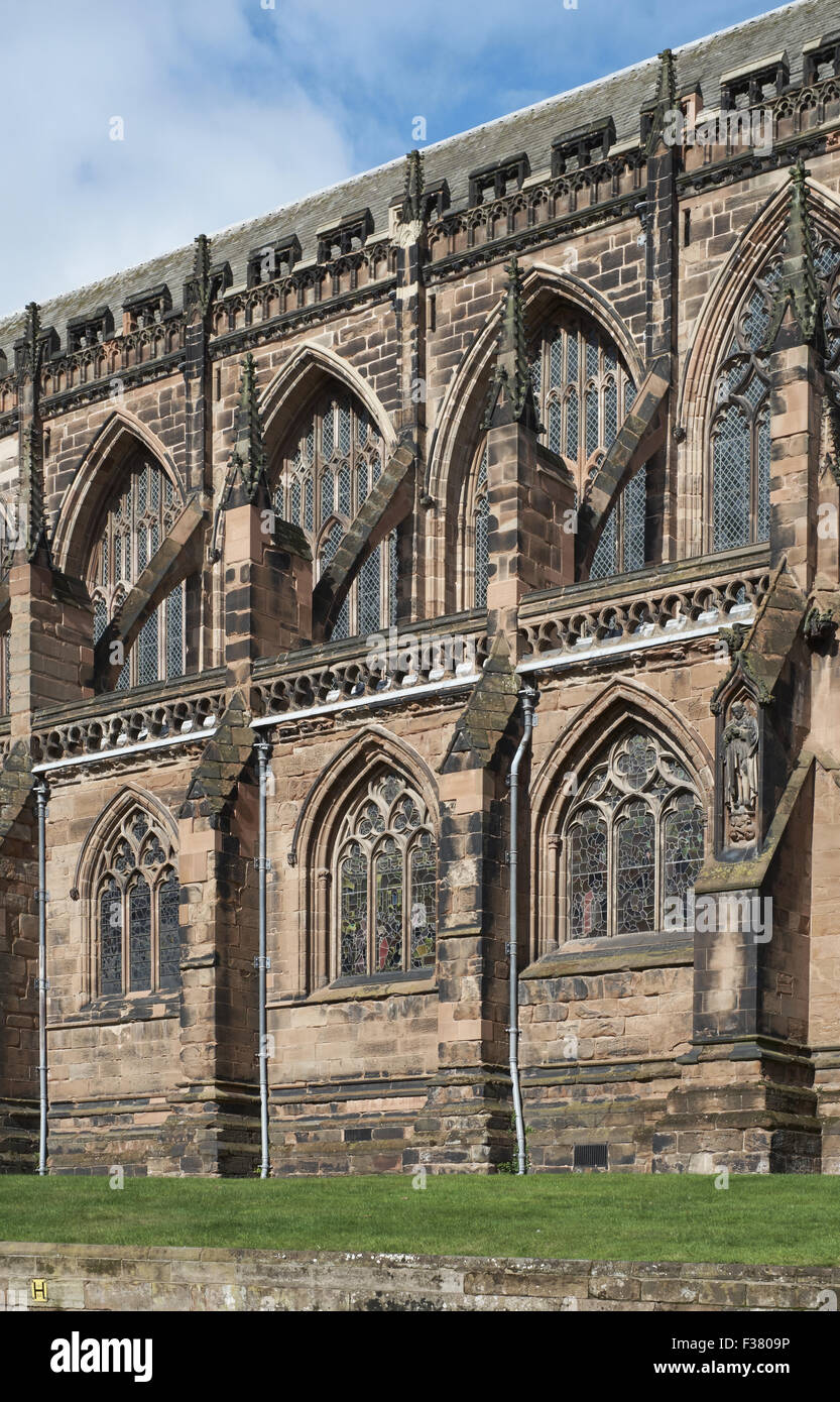 Lichfield Cathedral east end buttresses Stock Photo