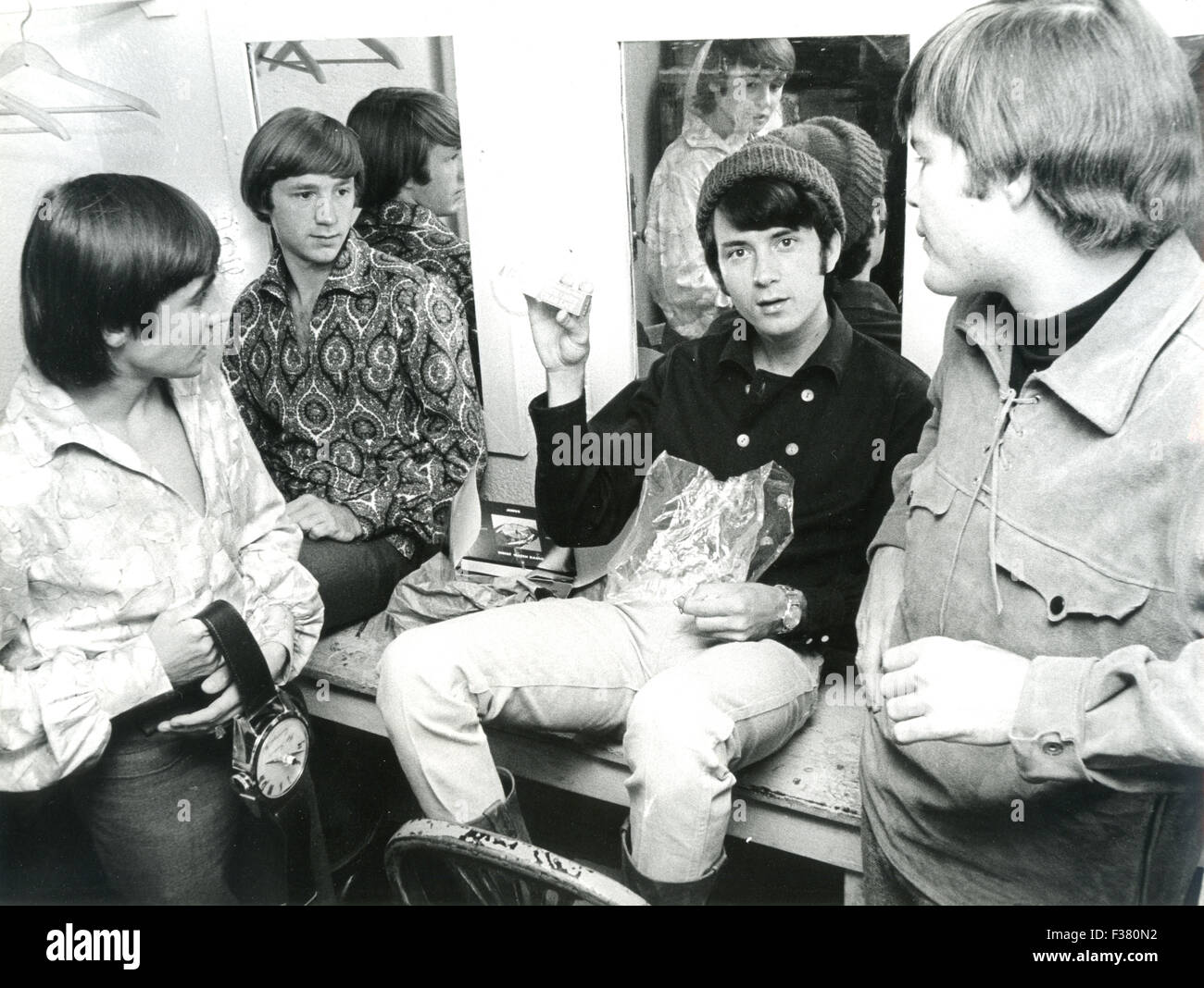 THE MONKEES Anglo-US pop group about 1966. From left: Davy Jones, Peter Tork, Michael Nesmith, Micky Dolenz Stock Photo