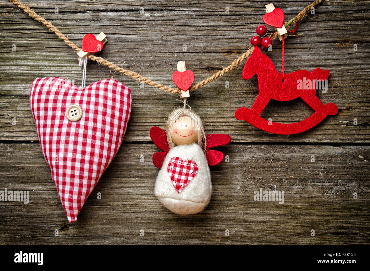 Cloth simple ornament, on wooden background Stock Photo