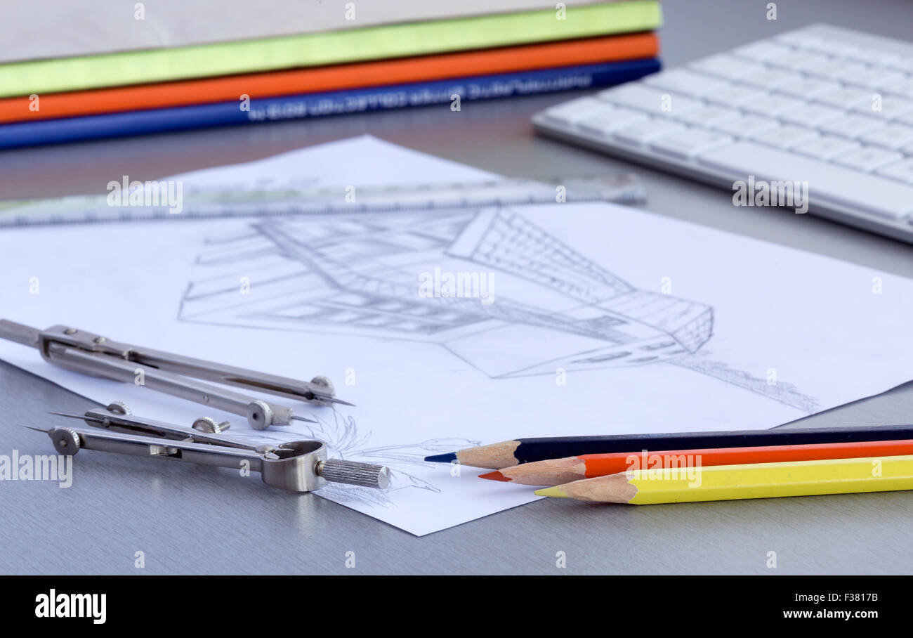 Working place of designer Stock Photo Alamy