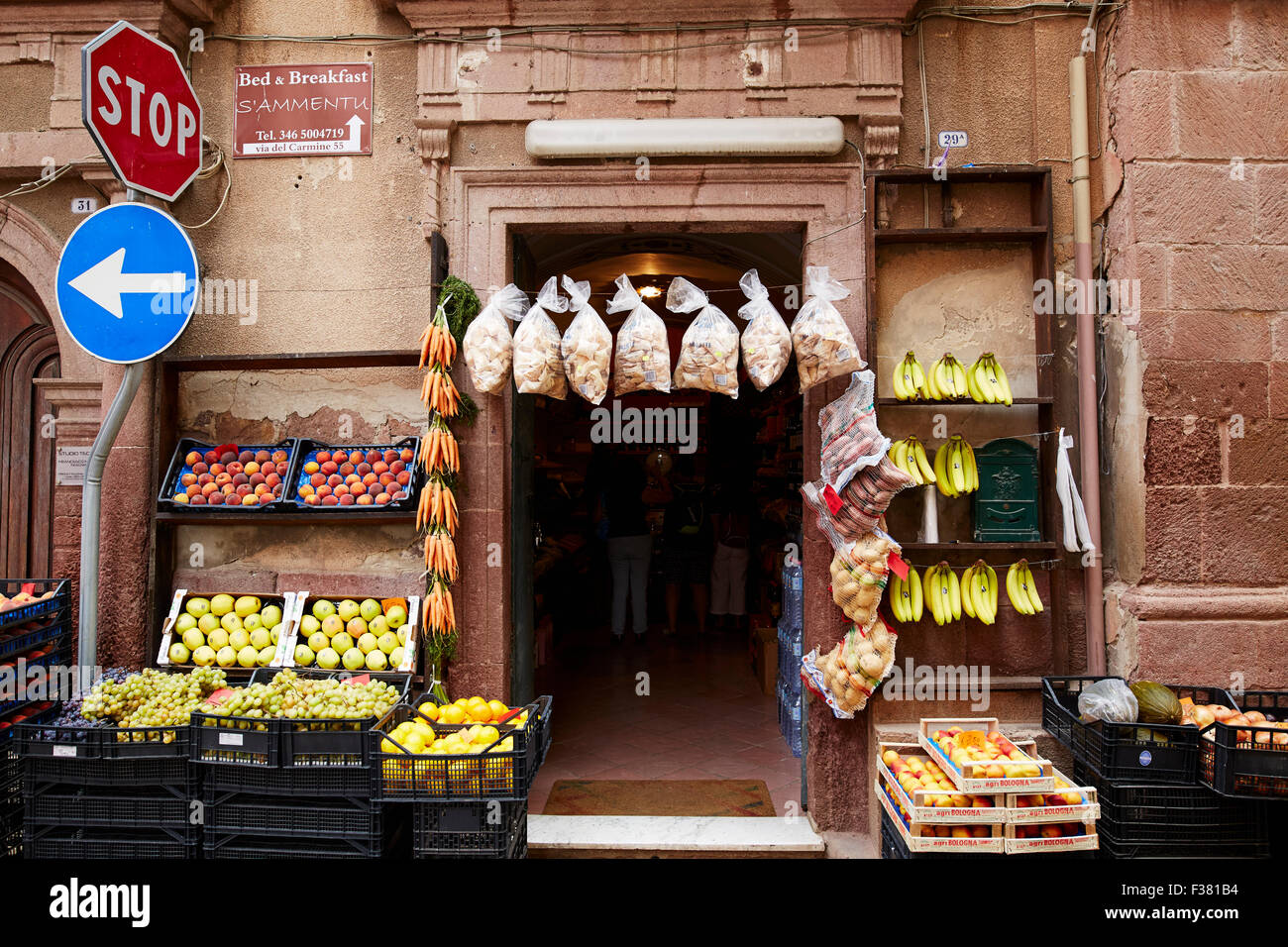 Traditional shop in Bosa, Sardinia Stock Photo