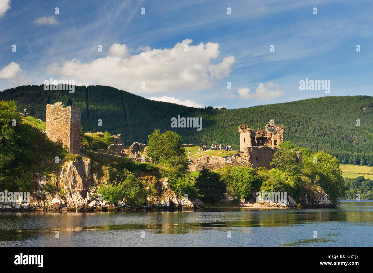 Urquhart Castle and Loch Ness, near Drumnadrochit, Highland Region, Scotland. Stock Photo