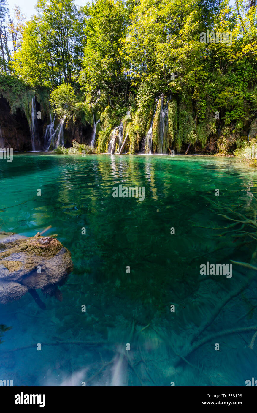 Virgin nature of Plitvice lakes national park, Croatia Stock Photo