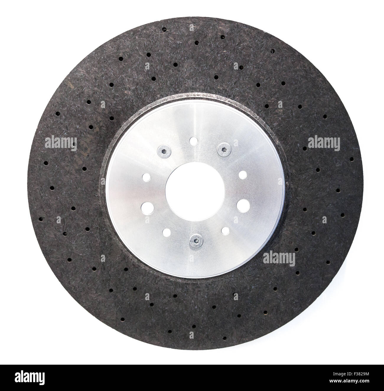 Automobile ceramic composite brake disk isolated on white Stock Photo