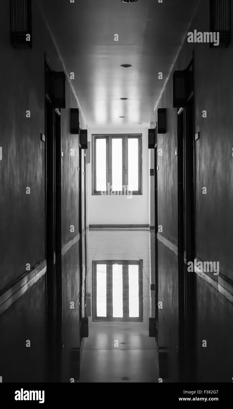 Interior of apartment passage on black and white background Stock Photo