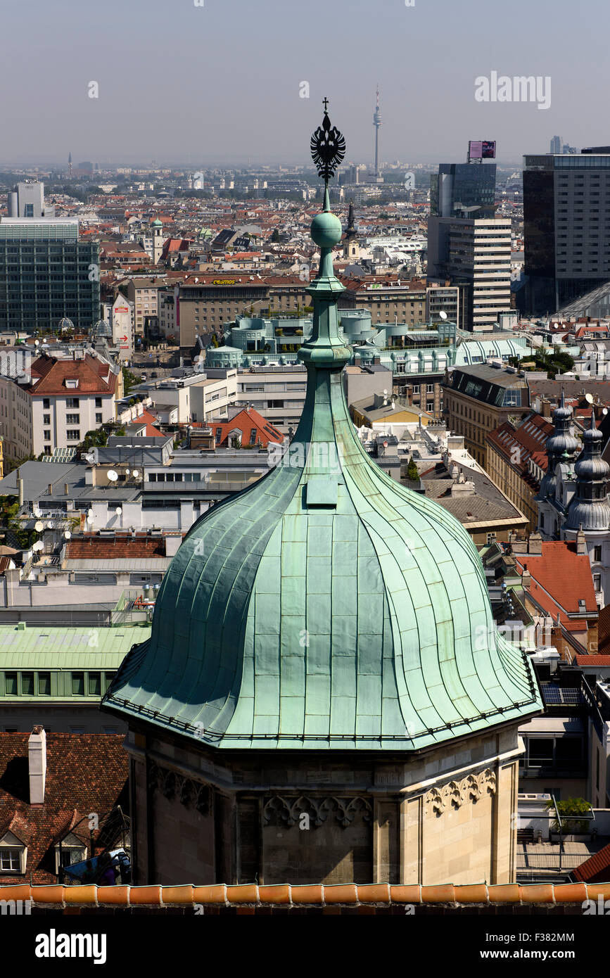 Roofdetail and view from Stephansdom, Vienna, Austria, world heritage Stock Photo