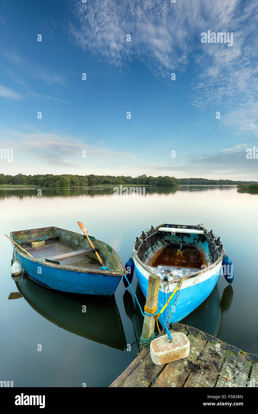 Rowing boats on Filby Broad in Norfolk Stock Photo Alamy