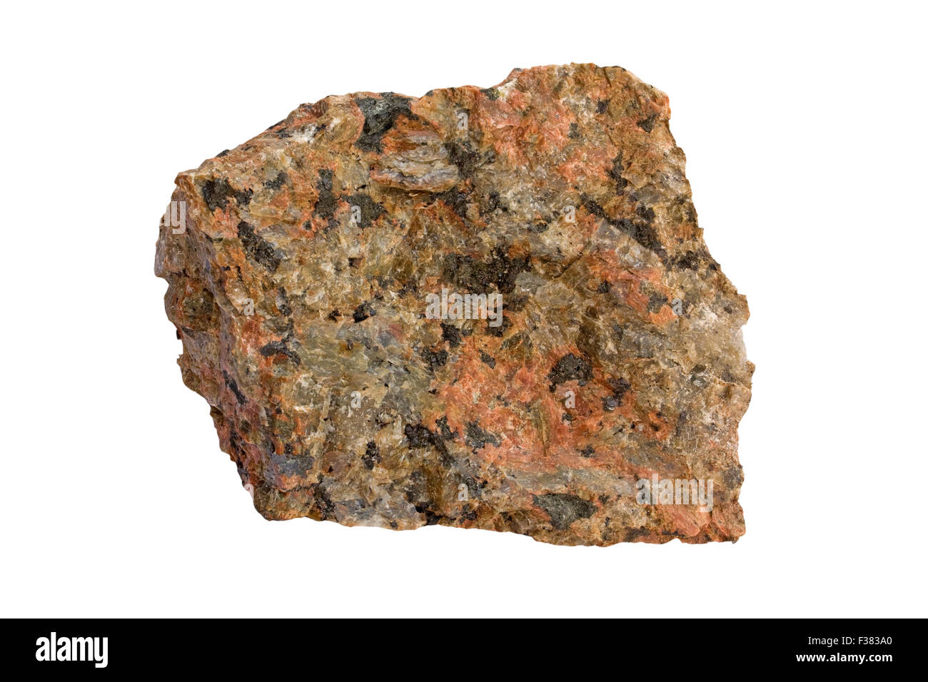 Nepheline syenite (nepheline is gray) Stock Photo