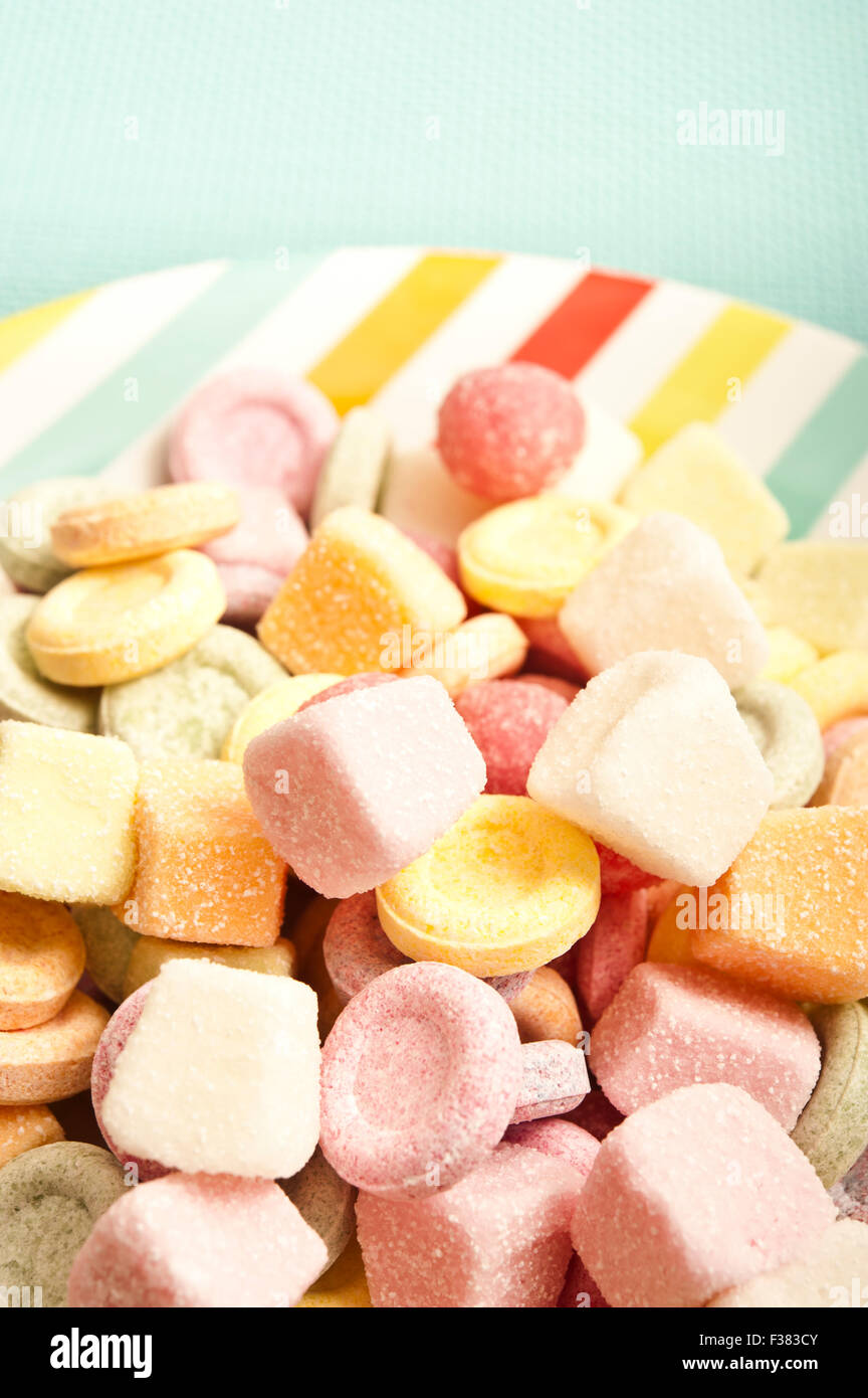 colorful candies on a plate Stock Photo