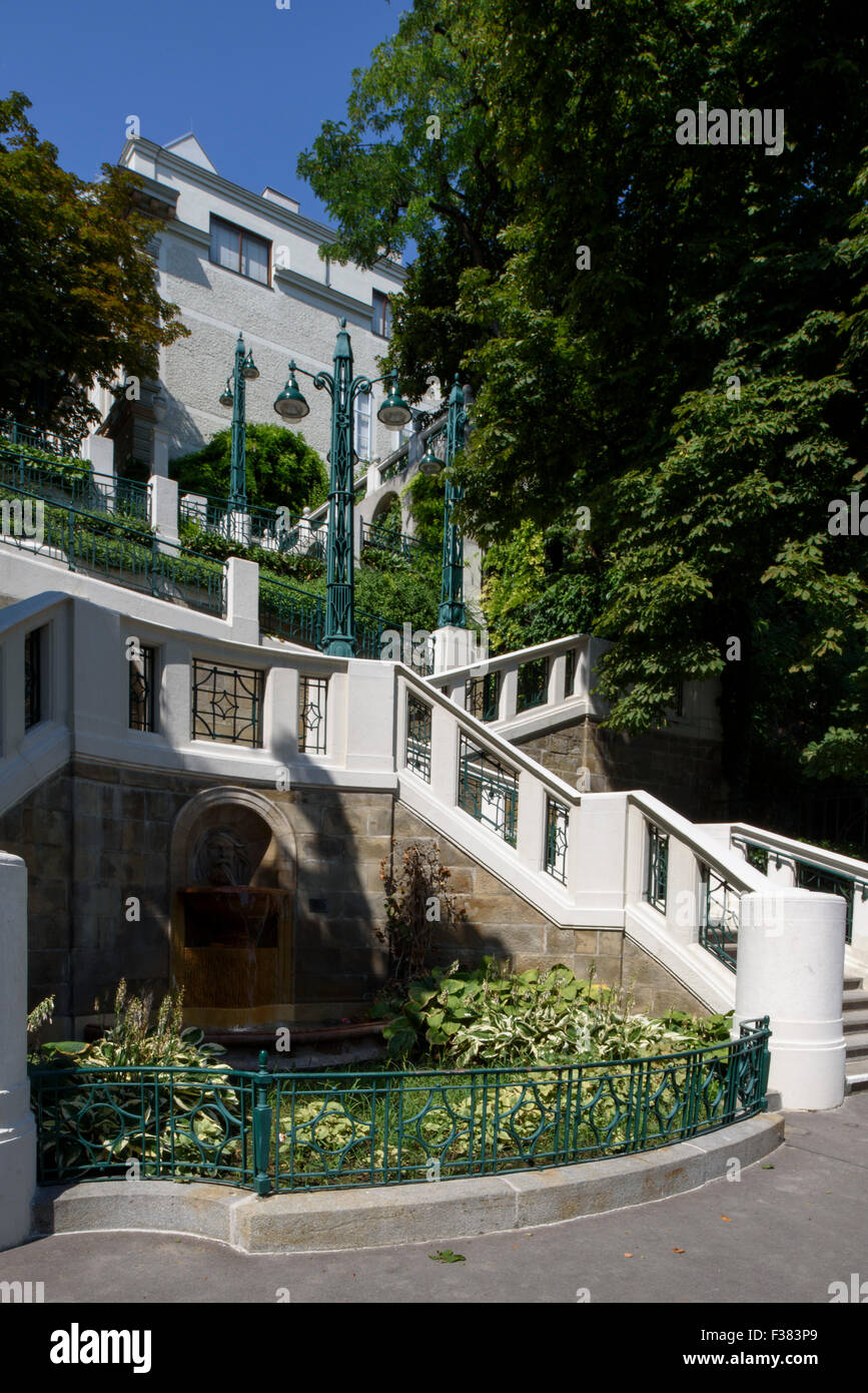 Art nouveau stairway Strudelhofstiege, Vienna, Austria, world heritage ...