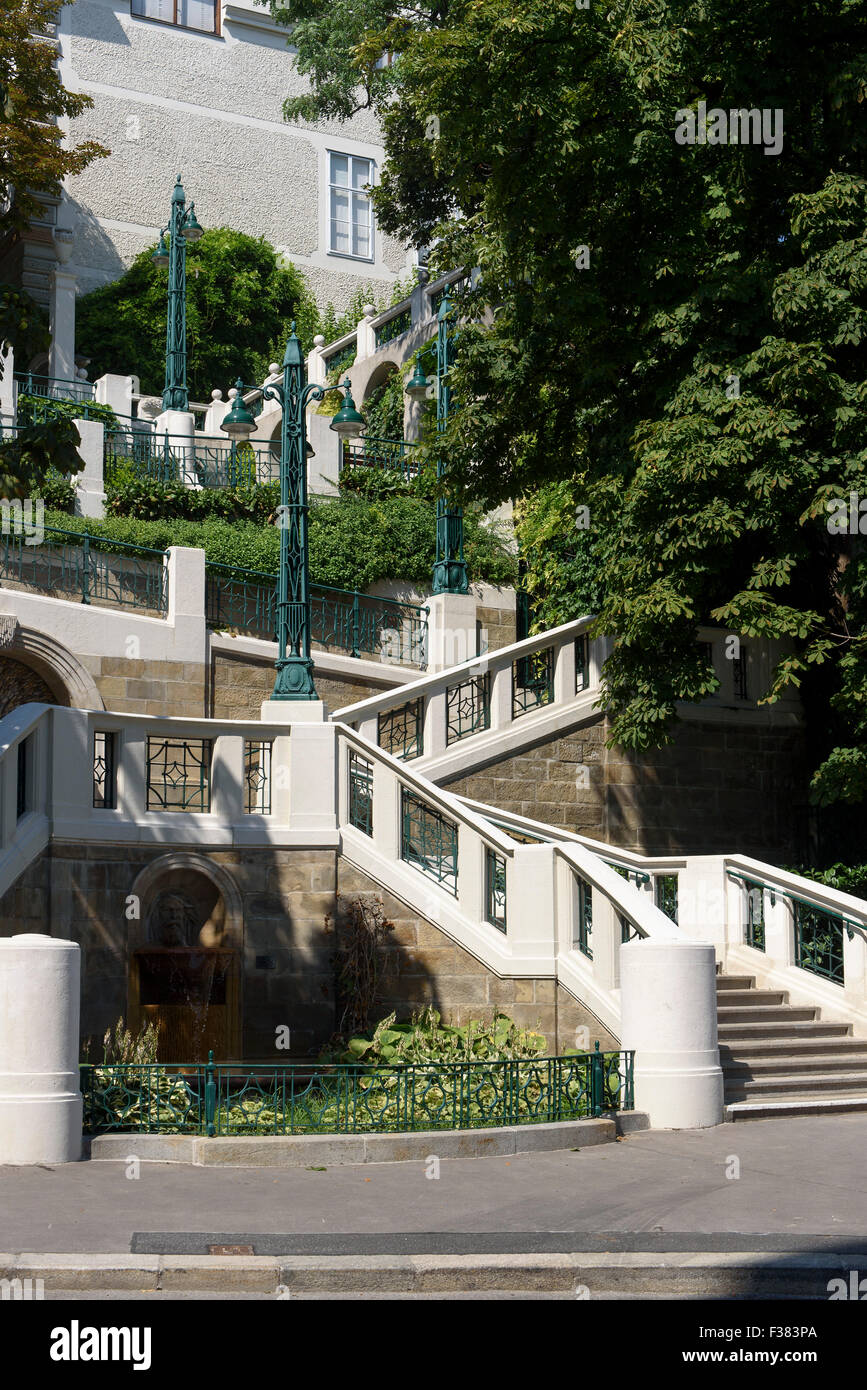 Art nouveau stairway Strudelhofstiege, Vienna, Austria, world heritage ...