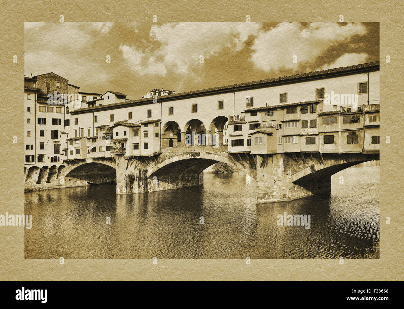View over the River Arno to the Bridge Ponte Veccchio, Florence, Tuscany, Central Italy, Italy, Europe Stock Photo