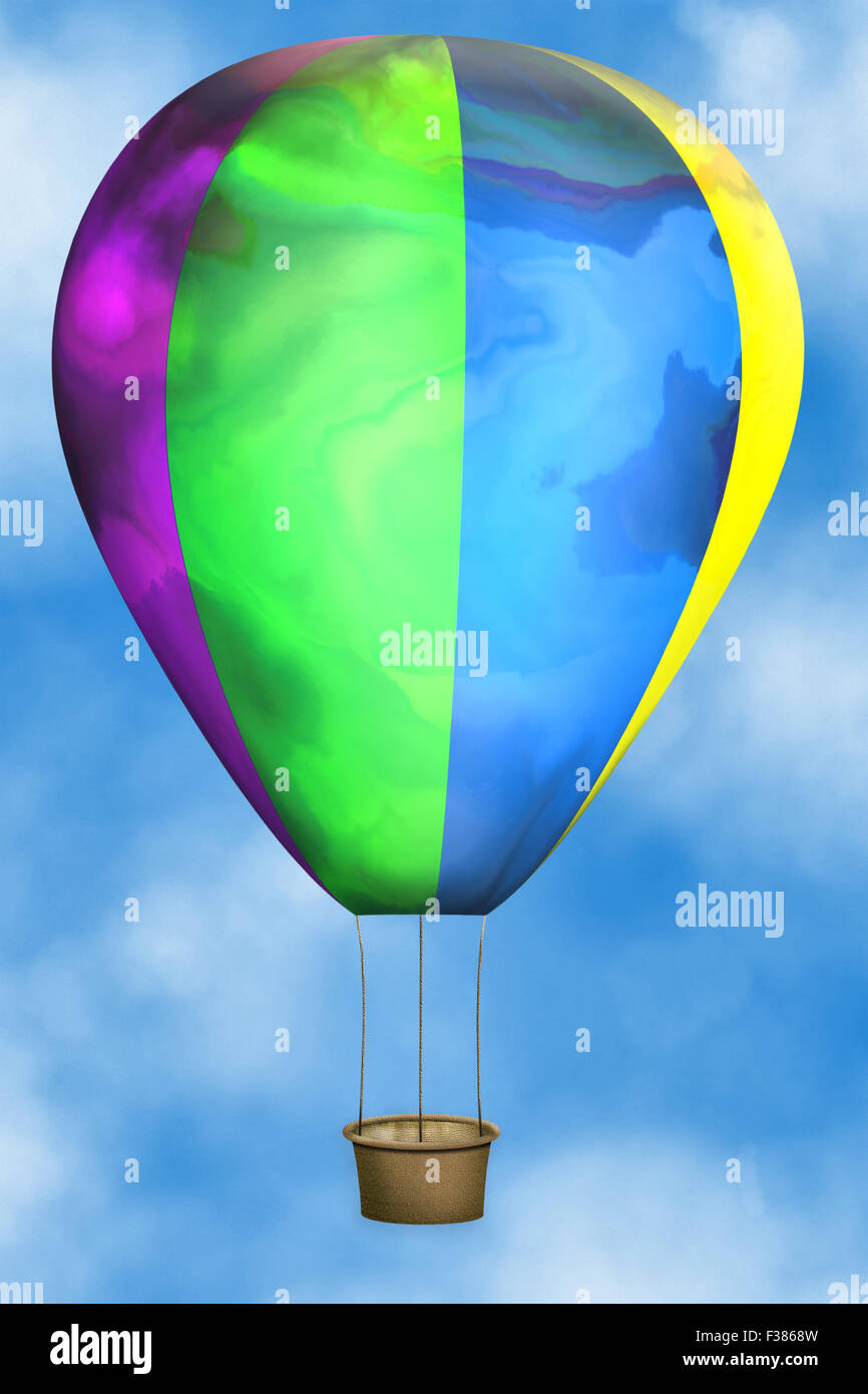 illustration of colored hot-air balloon in blue sky Stock Photo - Alamy