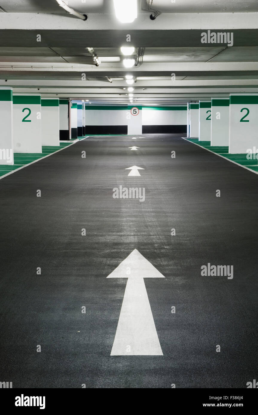 Empty multi-storey car park. Stock Photo