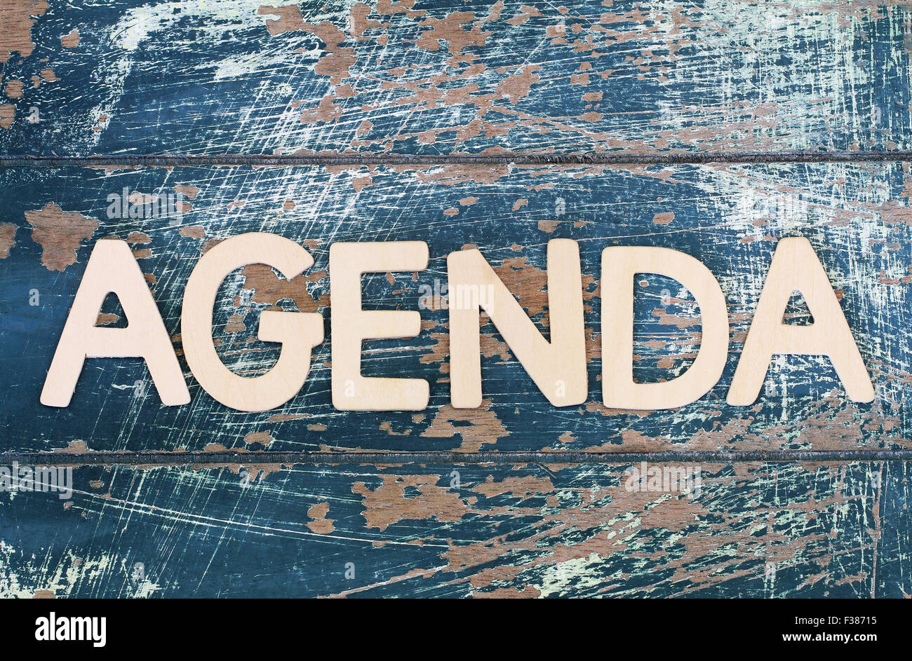 Word agenda written with wooden letters on rustic surface Stock Photo ...