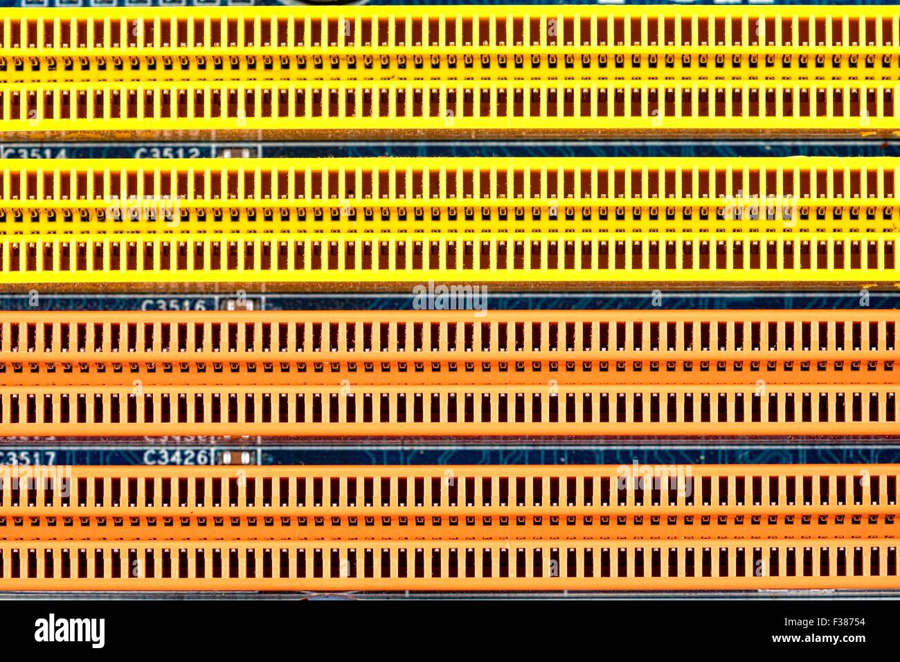 Memory slots, a background or texture Stock Photo