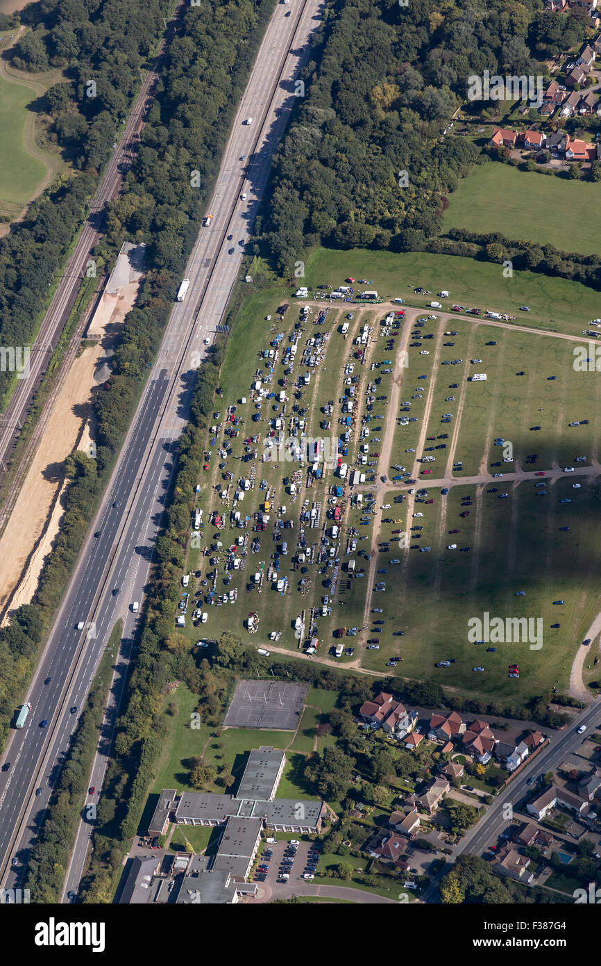 MARKS TEY CAR BOOT SALE, HELD EVERY WEDNESDAY. NEAR COLCHESTER WITH THE A12  ROAD ALONG SIDE Stock Photo - Alamy