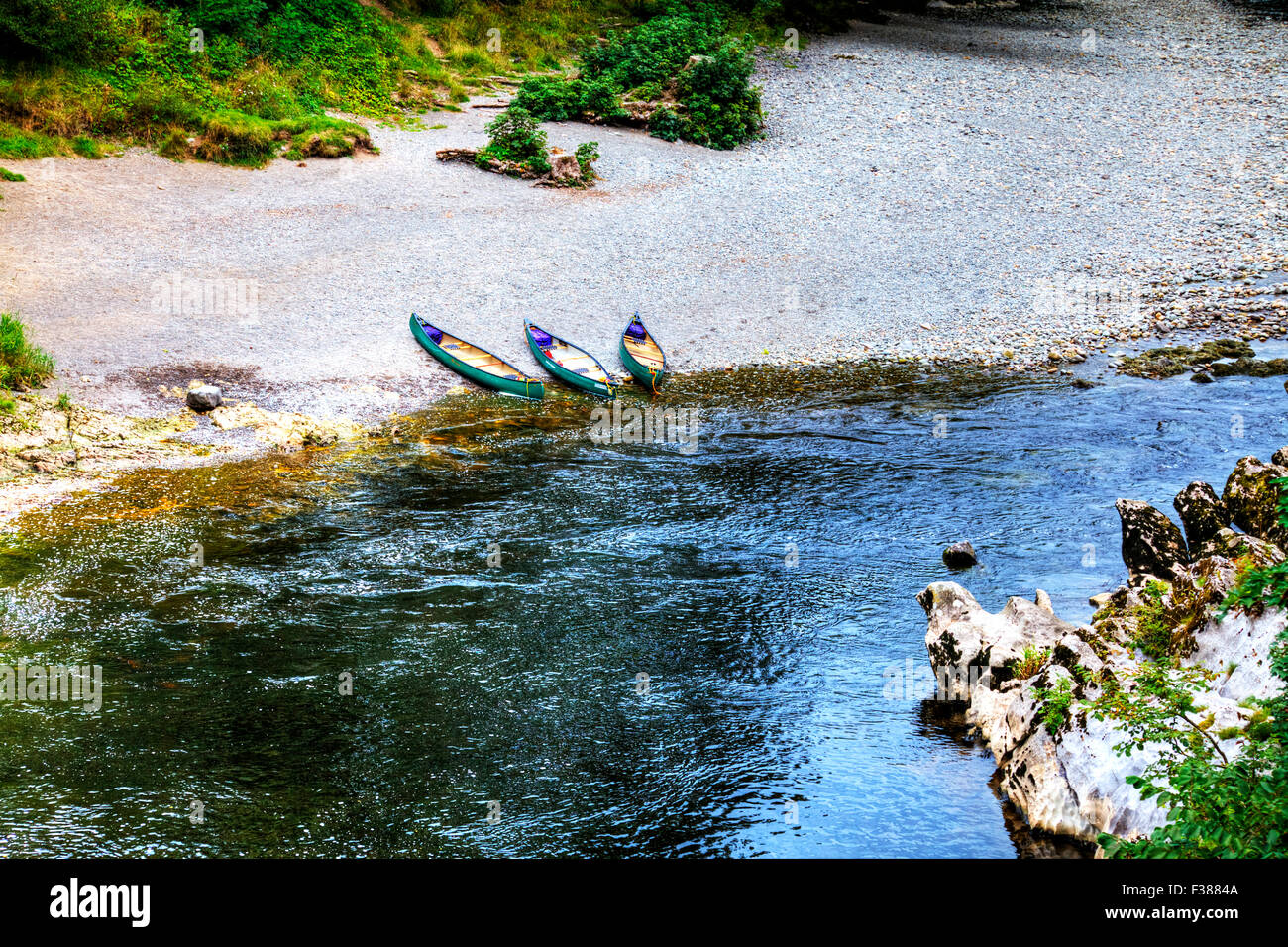 Kayaks kayaking Kayak river Lune Kirkby Lonsdale Yorkshire UK England