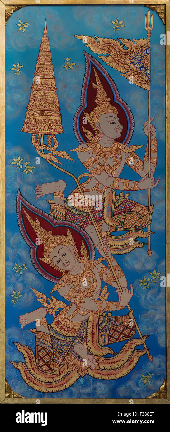 Angels, a painting at Bangkok Museum, Thailand Stock Photo